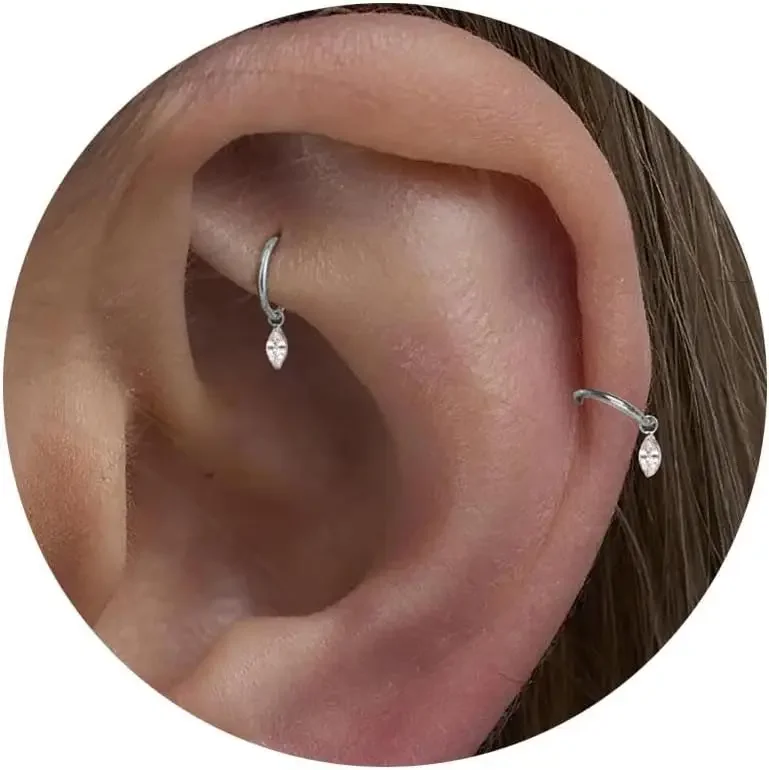 Dainty 1 pieza G23 aro Huggie colgante de acero de titanio, joyería para Piercing de Rook, pendiente de cartílago, pendiente de aro de hélice, Clip para la nariz