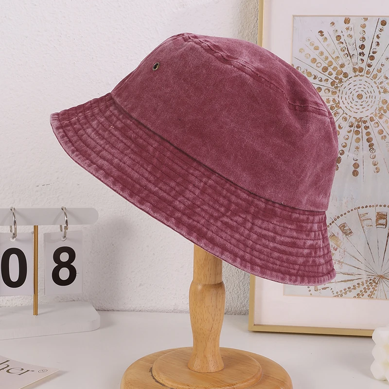 Solid Color Washed Bucket Hats Spring Summer Lightweight Breathable Fisherman Caps Unisex For Outdoor Vacation Daily Wear view 5