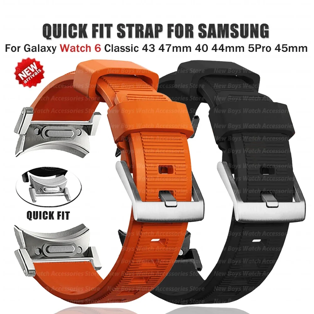 NO Gaps Silicone Strap for Samsung Galaxy Watch 6 Classic 47mm 43mm 4/5/6 44mm 40mm Quick Fit Sports Band for Galaxy 5pro 45mm