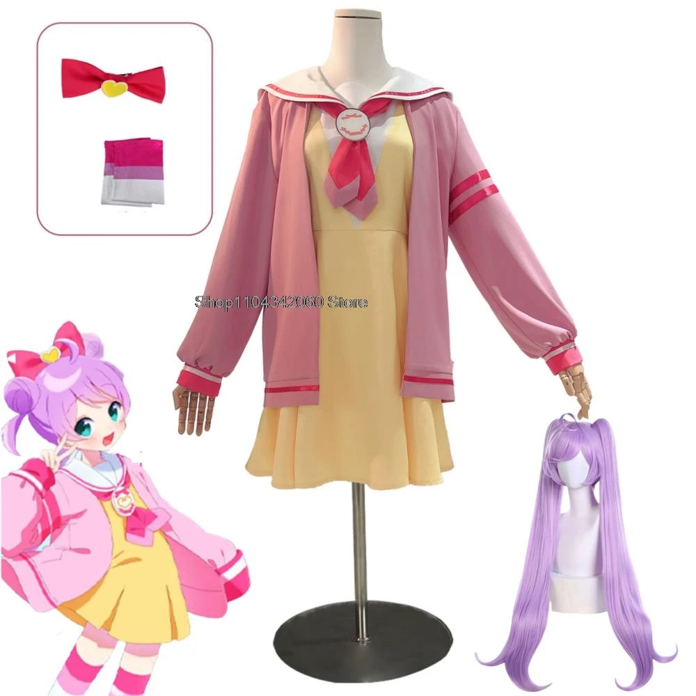 Manaka Laala Cosplay Anime Pripara Costume Pink Youth Cute Academy Short Skirt Accessories Set Halloween Party girl Uniform