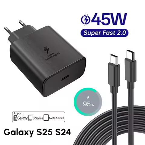 PD 45W 5A Super Fast Charger for Samsung S21 S22 S23 S24 Plus A34 A53 A54 A55 A71 A73 Note20 Ultra USB-C Quick Charging