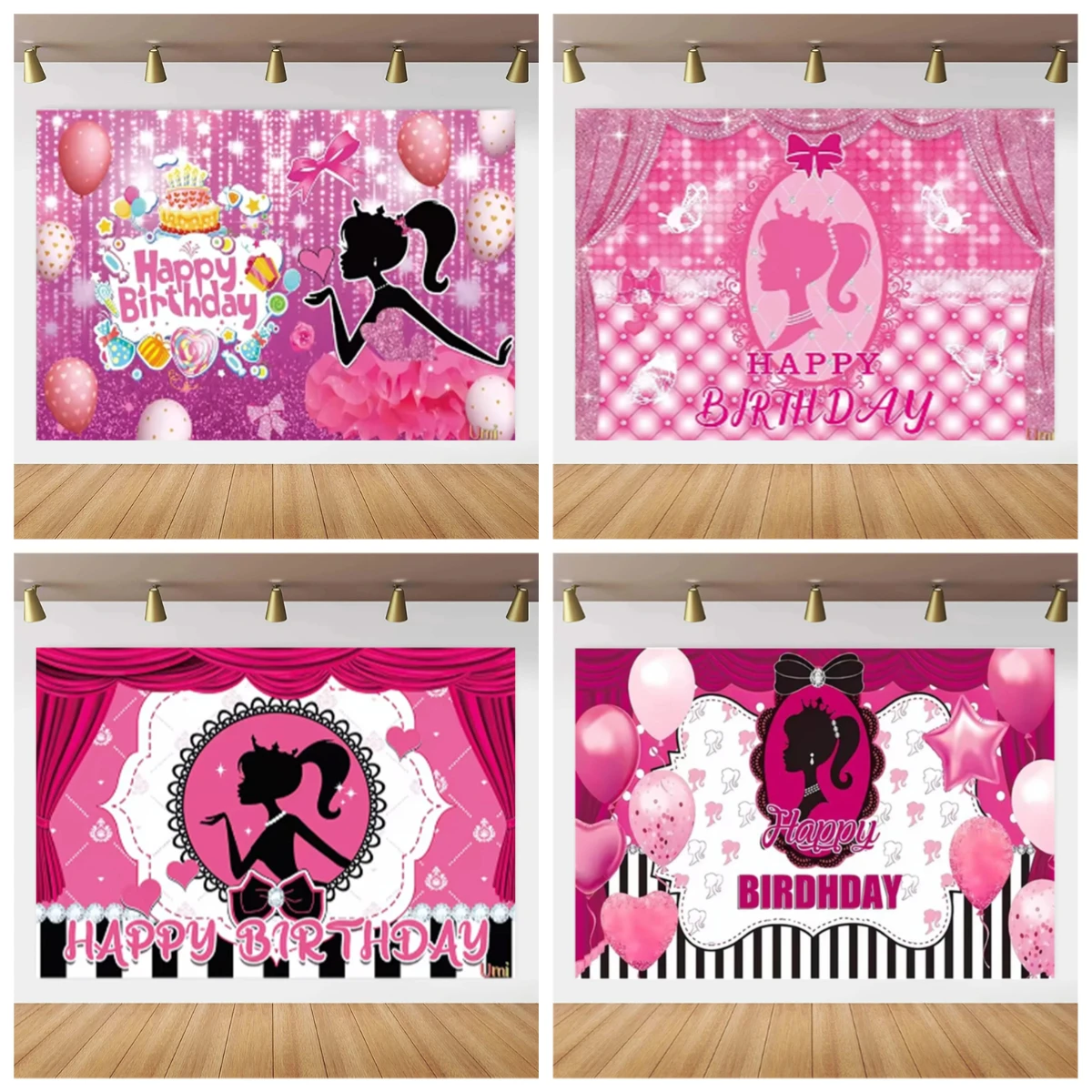 

Princess Pink Barbie Themed Party Backdrop Decor Baby Girl Kids Birthday Photography Background Charmmy Photo Studio BannerProps