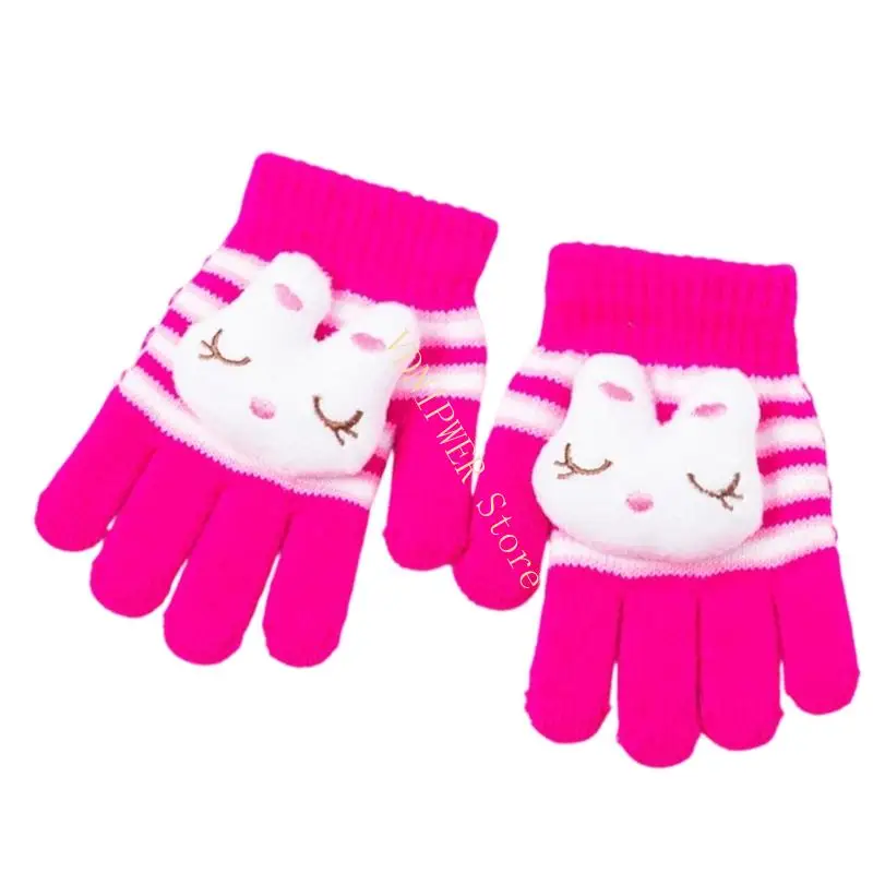 Dehnbare Kinder-Winterhandschuhe, warme Cartoon-Fäustlinge für aktives Spielen Schnee D08E