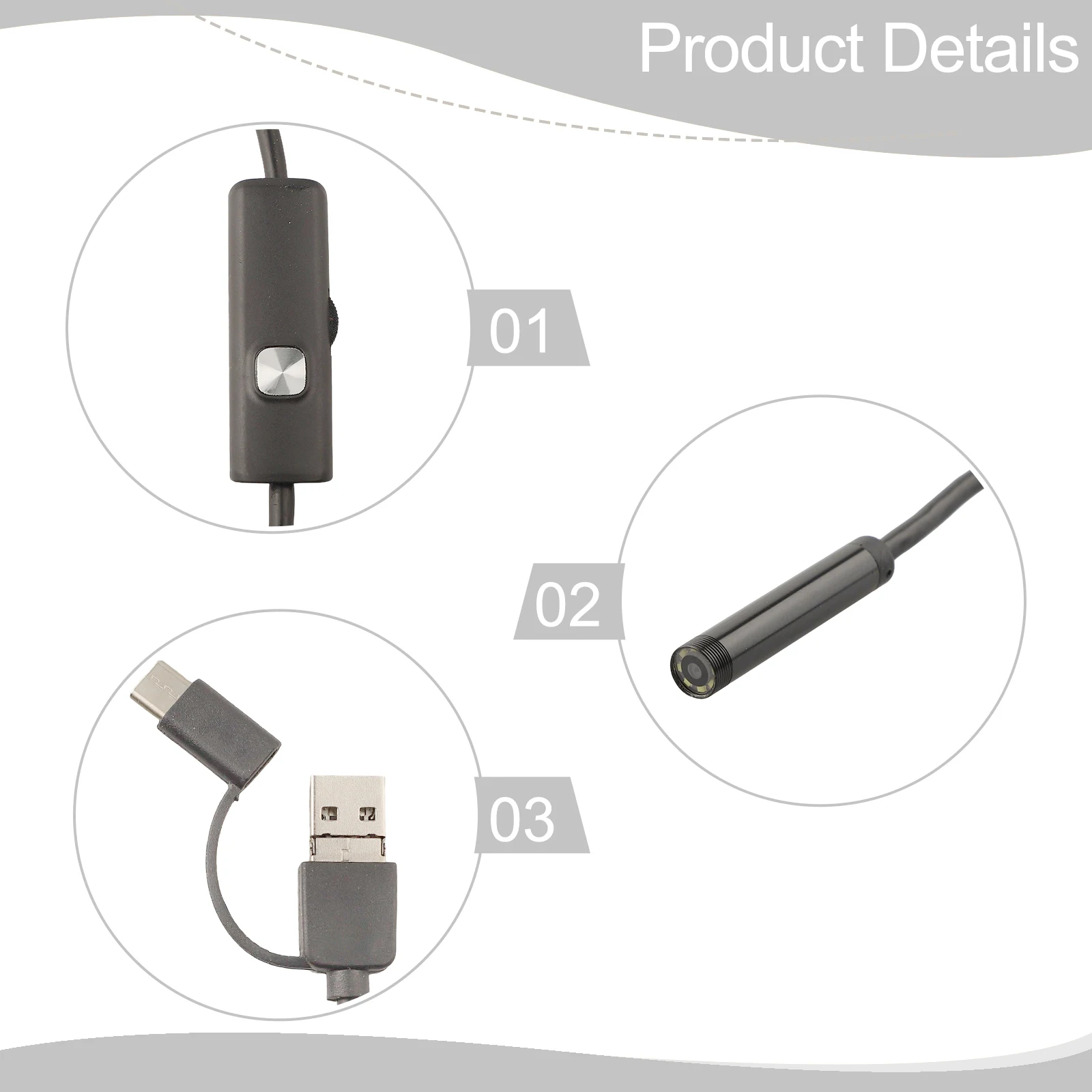 Borescope Inspection Tool Features an IP67 Waterproof Rating an Adjustable LED Light System and a Length of Five Meters HD