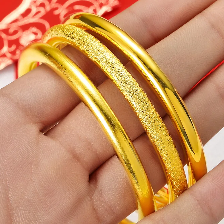 

Exquisite Skin-Brightening 7mm Niche Solid Closed Bangle For Women 24K Gold AU999 | Slim on wrist, brighten complexion