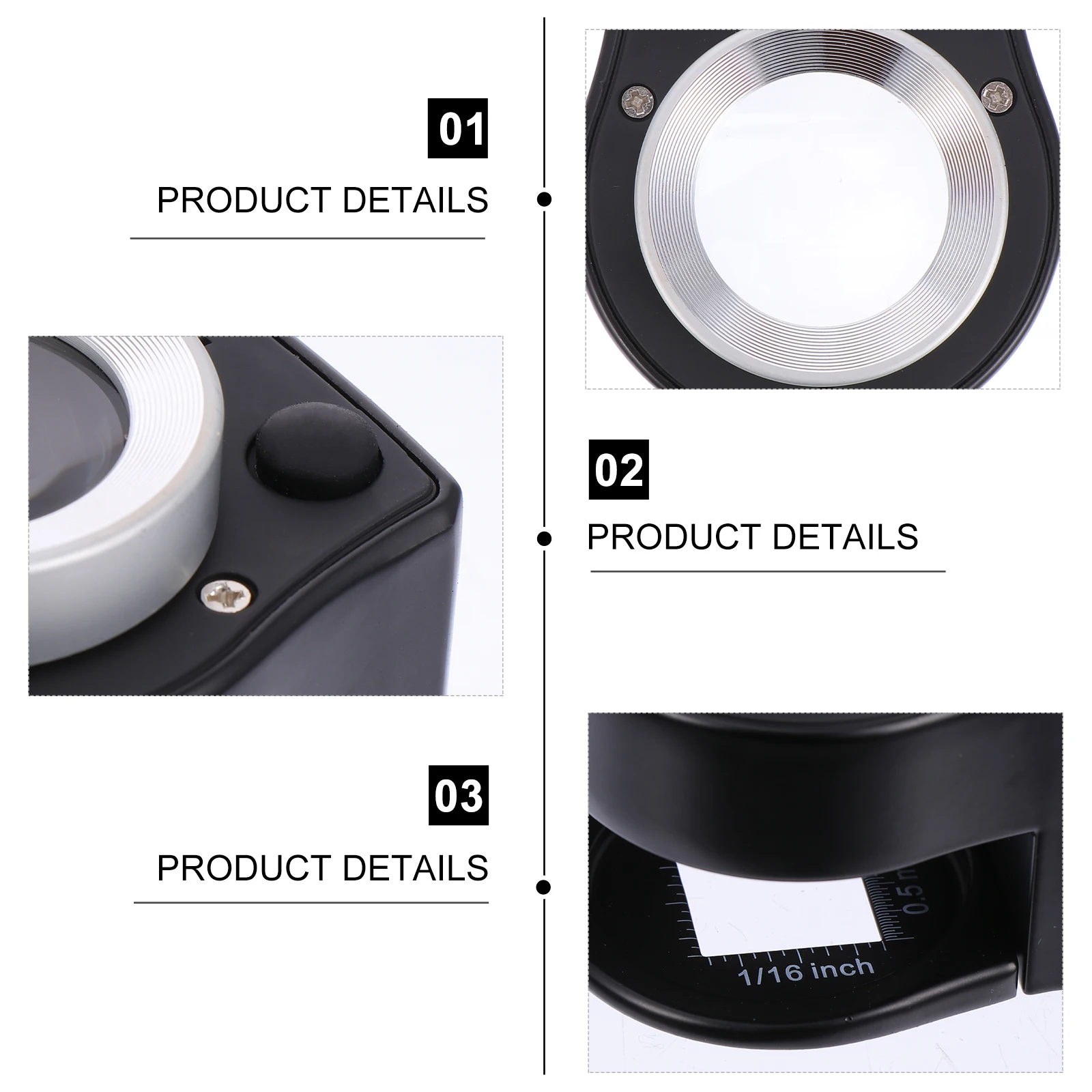 

Metal Mesh Magnifier 30X LED Desktop Magnifier Double-Sided Lens Stable Base Reading Repair Maintenance Optical Observation