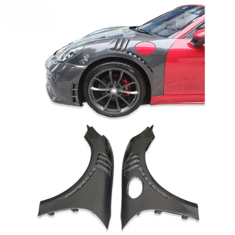 

Для Porsche GT4 RS Style Dry Carbon Front s Для 718 981 987 911 997 глянцевый автомобильный брызговик, автомобильный бампер, комплект кузова