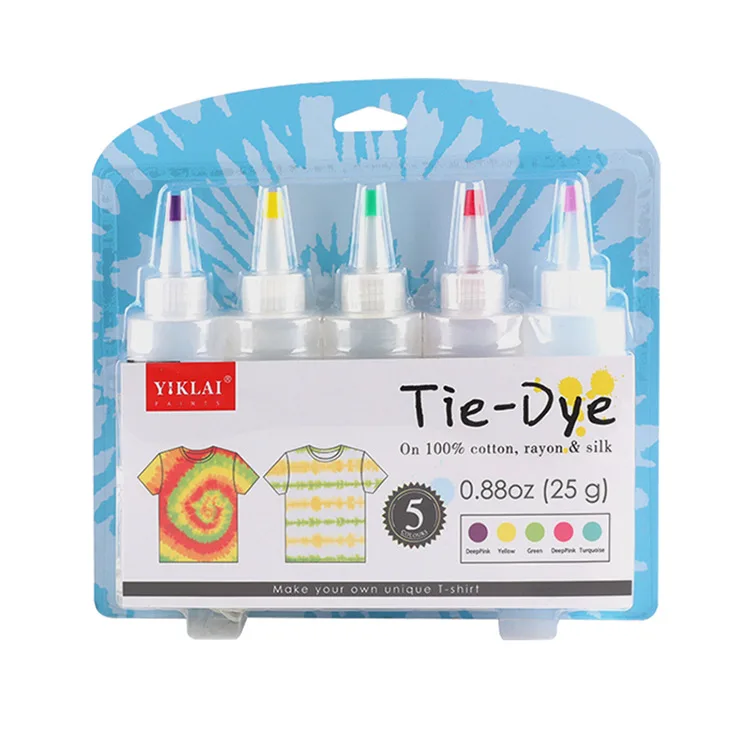 DIY Non Toxic Tie Dye Kit 3/5/12 Colors with Rubber Bands Gloves Plastic Film Apron for Family Friends Group Party Supplies view 5