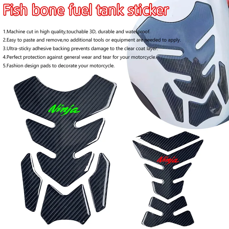 Ajuste para Kawasaki Ninja 500 650R 1000 ninja1000sx zx14r z900rs 3D Carbon Look Protector de almohadilla de depósito para motocicleta