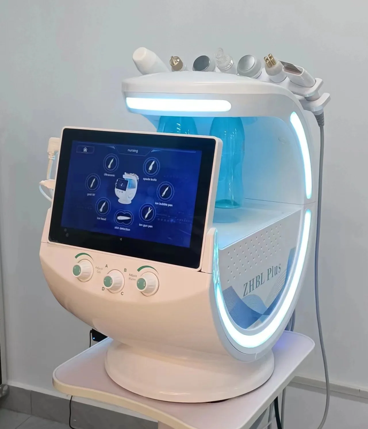 

New Intelligent Ice Blue Facial Skin Analysis Ultrasonic Rejuvenation and Grinding High Pressure Oxygen Facial Machinea