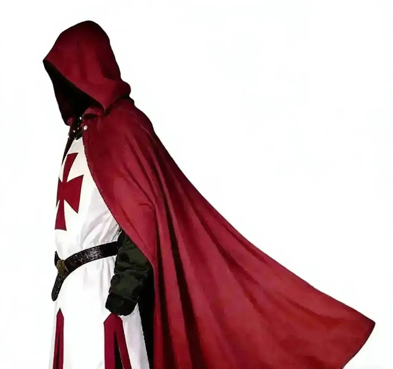 Medieval S-4XL Crusader Mens Knights Templar Tunic Cosplay Costumes Renaissance Halloween Surcoat Warrior Black Plague Cloak Top view 6