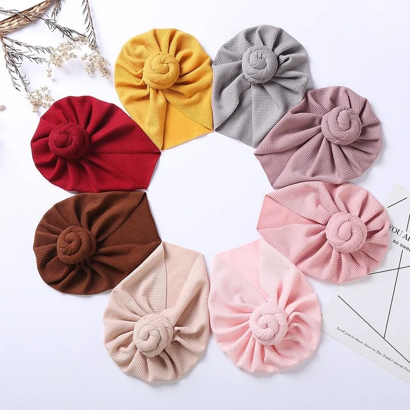 

New Solid Waffle Crochet Knit Baby Hat 3M-5T Turban Infant Toddler Newborn Baby Cap Bonnet Beanies Headwraps for Baby Girls Boy