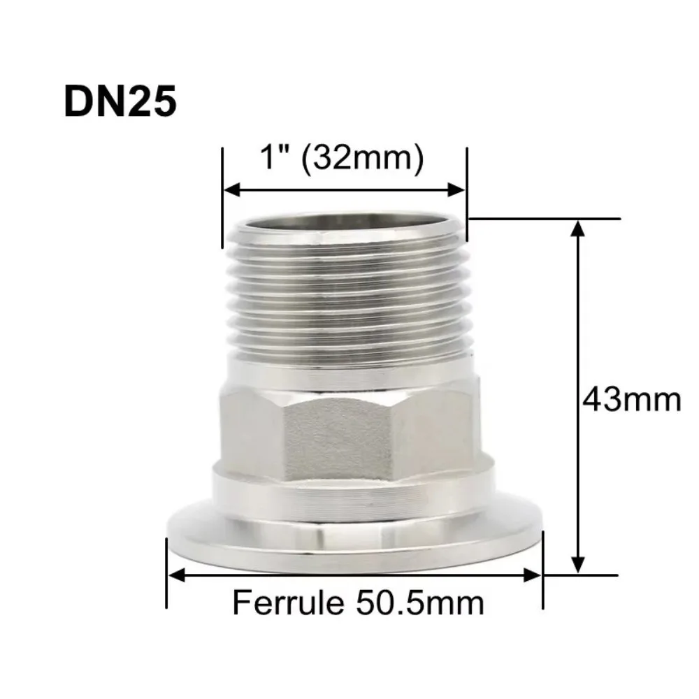 SS304 Stainless Steel Internal Thread Ferrule Fitting Sanitary Grade Triple Clamp Triple Clamp Adapter Internal Thread DN8-DN50