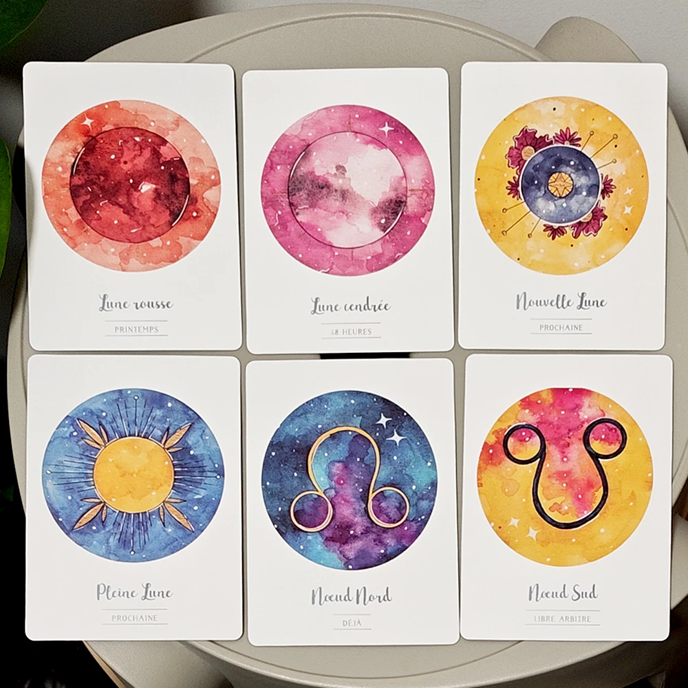 

10.5*7.5cm La Puissance De La Lune Oracle 42 Moon Power Cards in French Language for Spiritual & Emotional Guidance