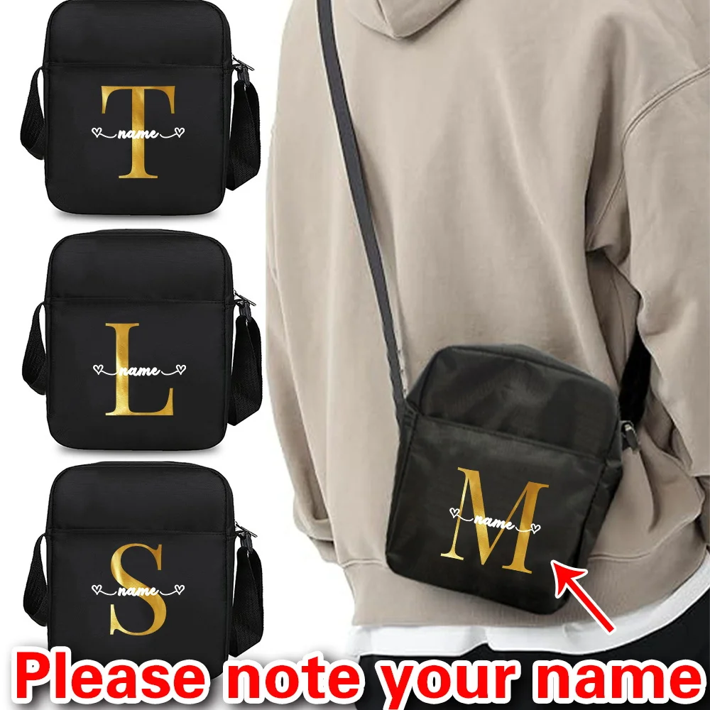 

Customized Men's and Women's Crossbody Bags Shoulder Bags Outdoor Travel Portable Leisure Storage Bags Gold Letter Series