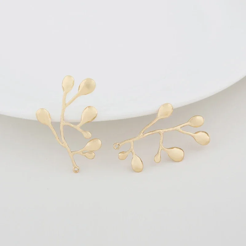 

(1612)6PCS 22*37MM 24K Champagne Gold Color Brass Drop Shape Tree Branch Charms Pendants High Quality Diy Jewelry Findings