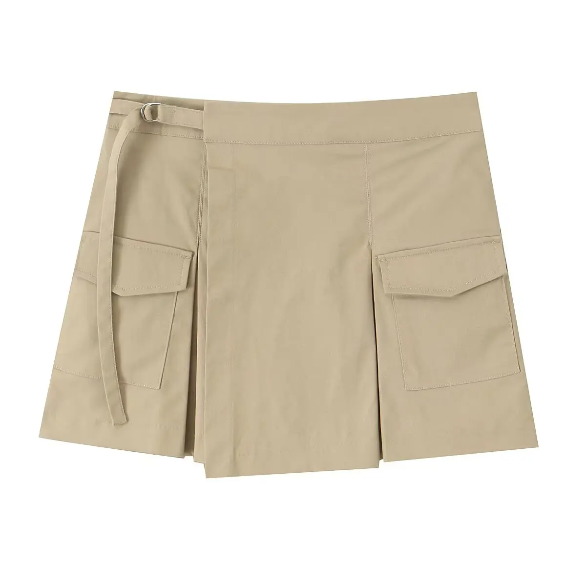 

PB&ZA2025 Summer New Arrivals Women's Wear Solid Color Asymmetric Workwear Wide Pleated High Waist Skirt Pants