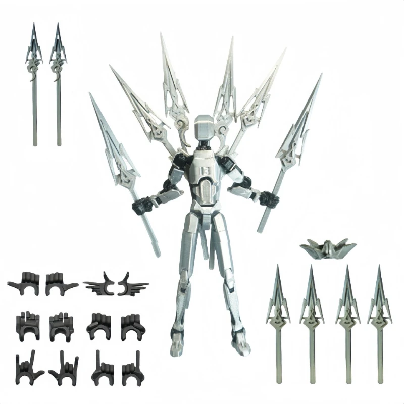 

3D Printed Joint Doll with Multiple Movable 3rd Generation Dolls DIY Silver Armor Warrior Assembly Movable Figurine Model Gift