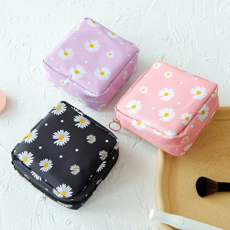 Portable Sanitary Napkin Tampon Storage Organizer Cotton Travel Makeup Storage Bag Cute Zipper Coin Purse Sundries Women\'S Bag