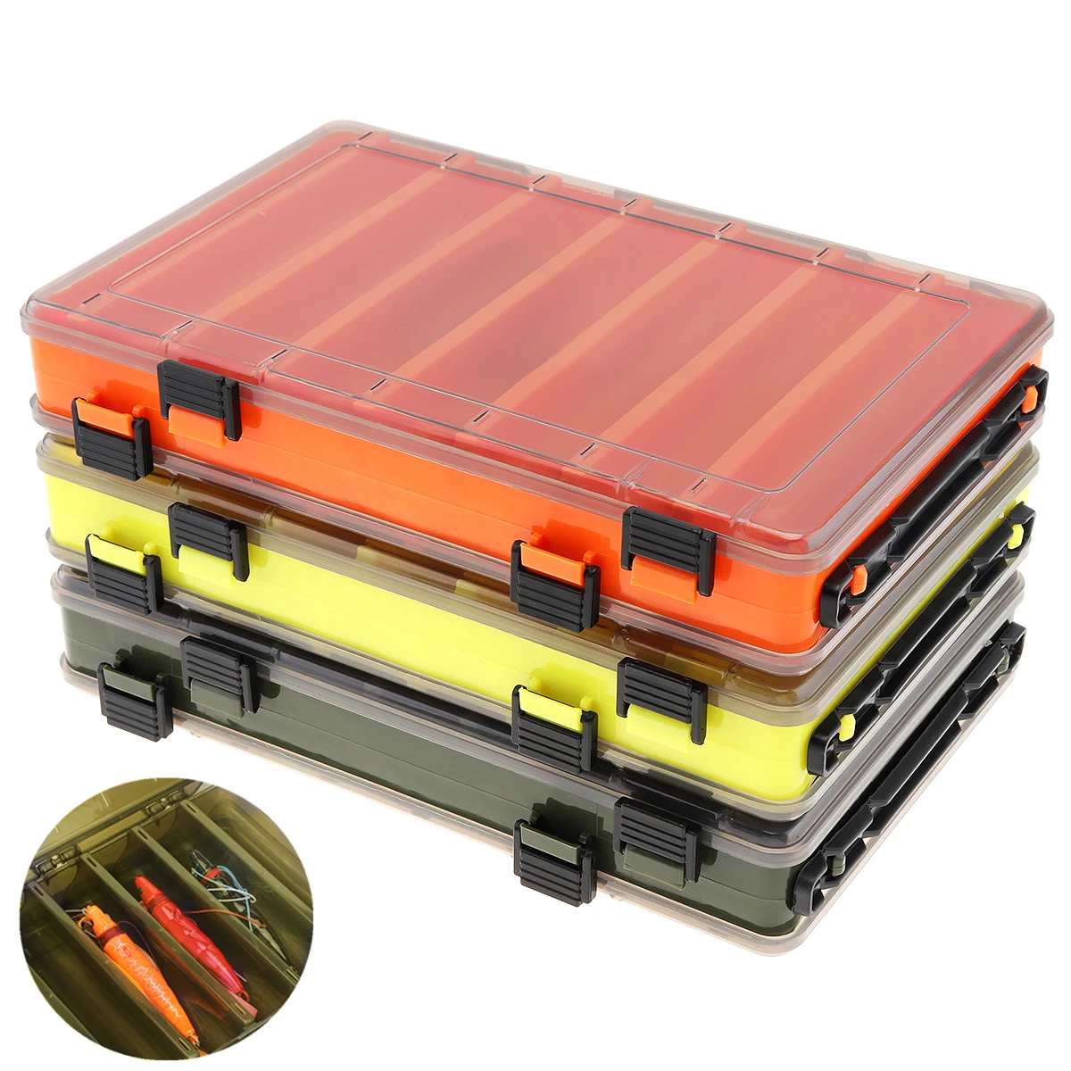 

Double Side Thickening 14 Compartments Squid Fishing Lure Box for Shrimp Bait Minnow Lures Storage Case