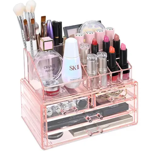 12 best sales गुलाबी मेकअप आयोजक - №1