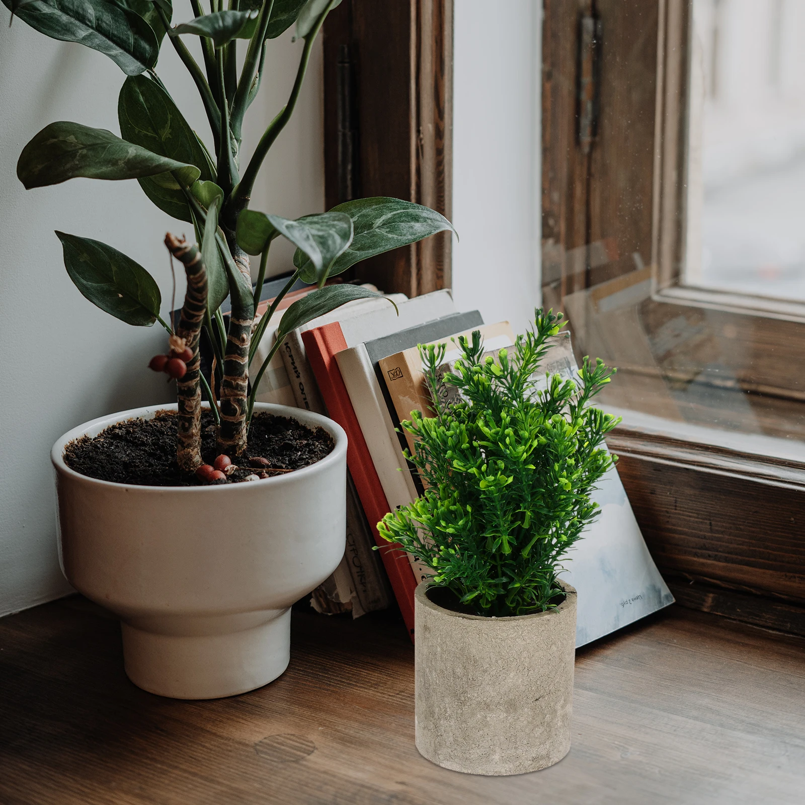 

1Pcs Fake Potted Bonsai Simulation Green Plant Natural Style Desktop Ornament Realistic Artificial Potted Plant Home Decor