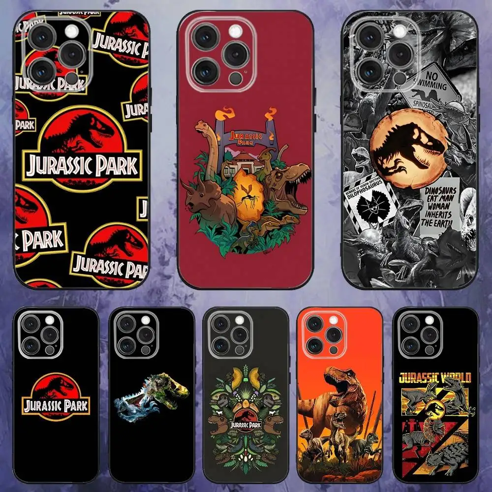 

Phone Case For iPhone 16e,16,15,14,13,12,11,Pro,X,XS,Max,XR,Plus,Mini J-Jurassic Park Dinosaur World Soft Black Cover