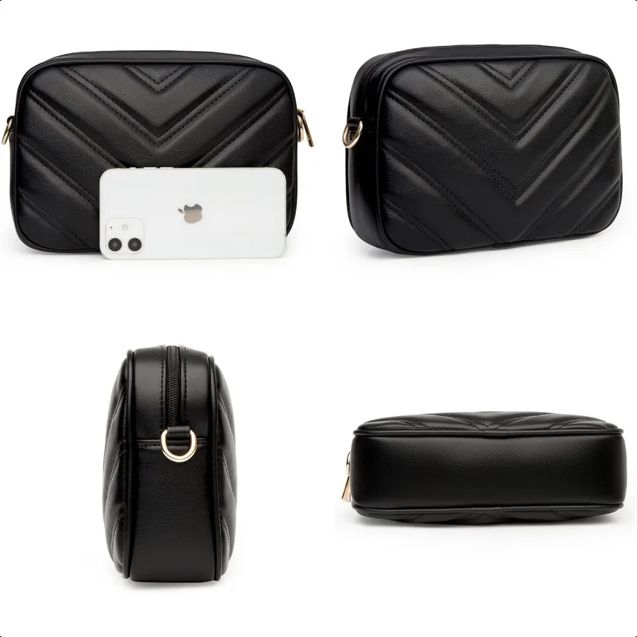 Herald Chevron Quilted Small Crossbody Bag with Coin  Women Square Camera Side Shoulder 2 Size Handbags