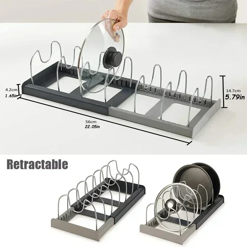 Portacoperchi Per Pentole, Espandibile, Con 10 Scomparti Regolabili Organizer In Metallo Per Utensili Da Cucina Padelle Pentole Coperchi Nero 87914964
