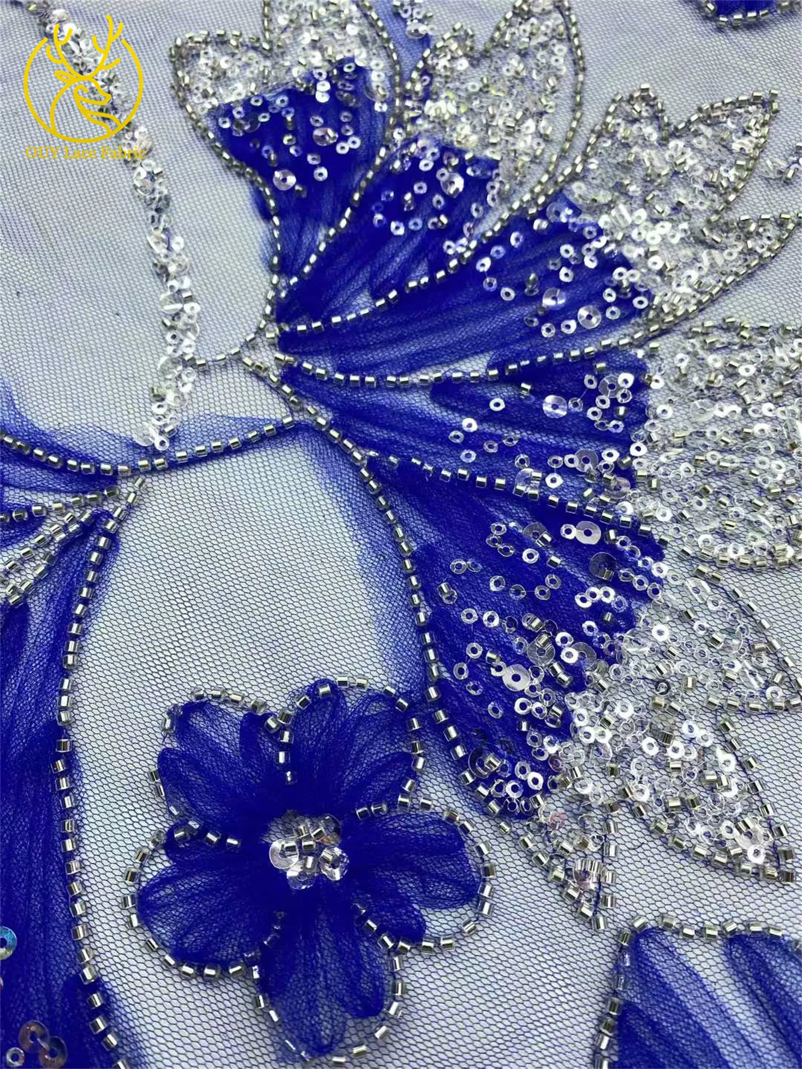 Wholesale Luxury French Tulle Sequin Lace Fabric 2025 High Quality African Beaded Embroidery Lace Fabric for Party Dress Sewing