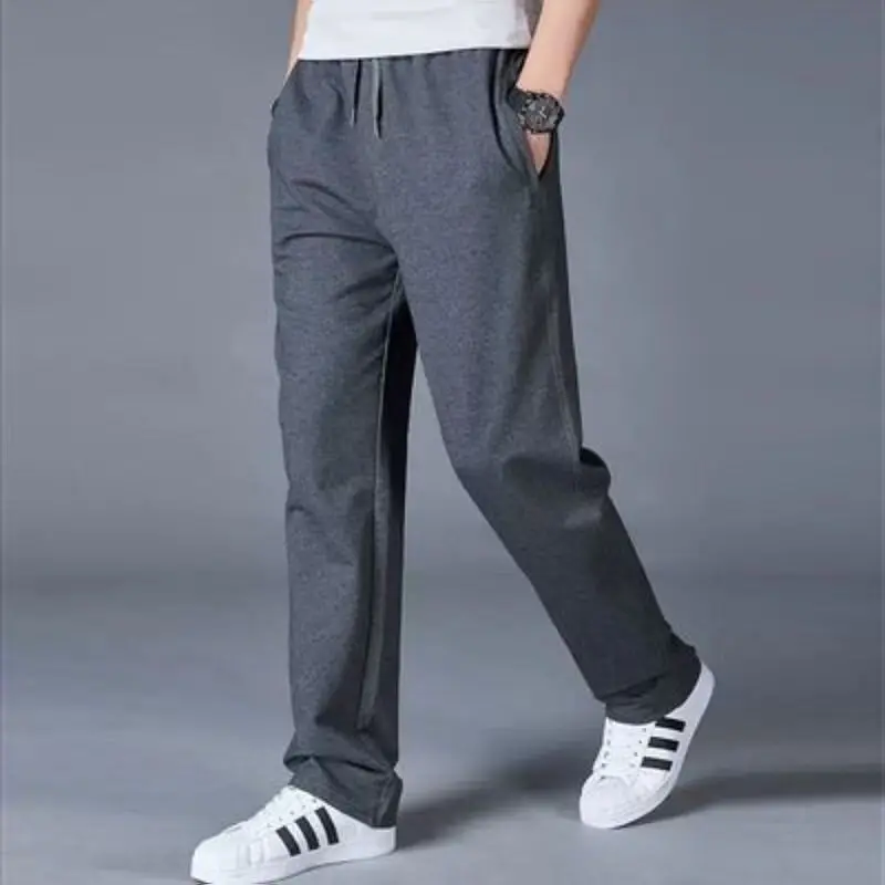 

Korean Fashion Men Spring Autumn Sports Pants Big Size Streetwear Pocket Elastic Waist Loose New Straight Sports Casual Trousers