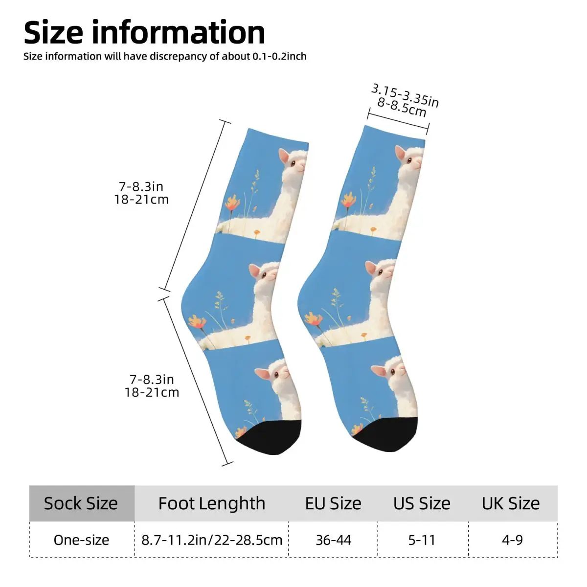 Alpaca Springtime Serendipity Bath Mat Kawaii Socks Sports Cartoon Pattern Socks