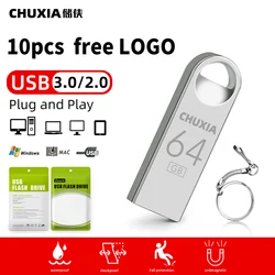 10PCS USB Flash Drive 3.0 Pendrive Stick 64GB Waterproof Memory USB Drive 128GB Hight Speed Pen Drives Flash USB Key Chain Gift