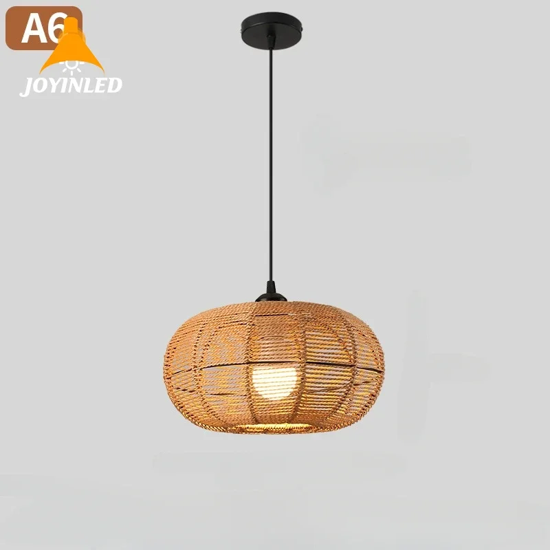 

Home Decor Ceiling Rattan Hanging Chandeliers Natural Simple Hand Weaved Pendant Light Shade Creative Farmhouse Hanging Lamp