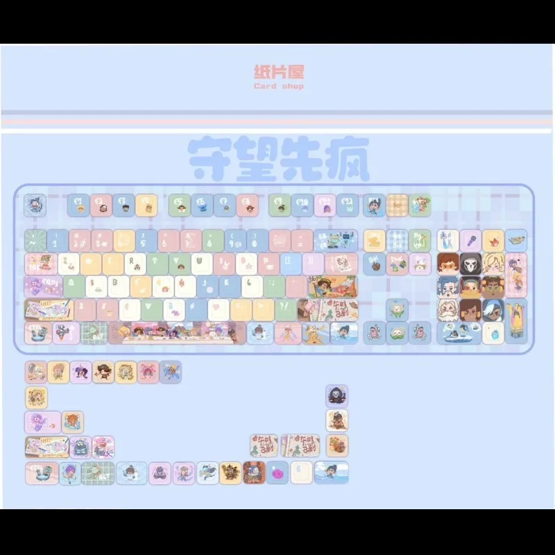 

130 + Keys Overwatch Games Keycaps Cherry SO Cute Wind Q Version Hero Sublimation Pbt Keycaps for Custom Mechanical Keyboard