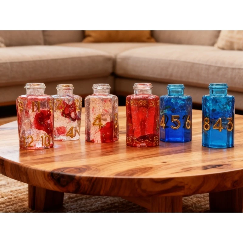 

7Pcs Colorful Sparkle Resin DND Bottle Dice Set for DND and Other Tabletop RPG Games Dice Leisure Time Entertainment Tool