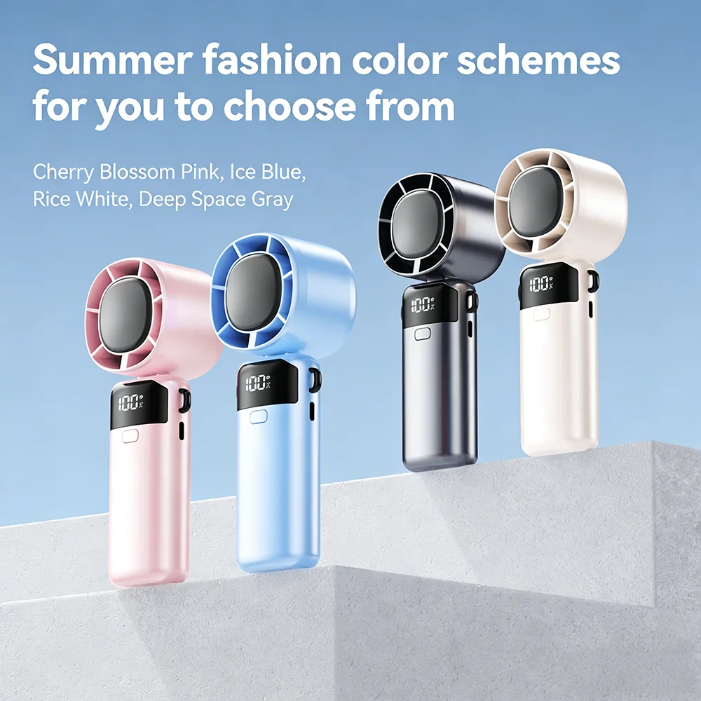 

Портативный мини-вентилятор-компрессор с турбонаддувом, ремешком, LED-дисплеем, тихий и высокоскоростной, с USB-зарядкой, для охлаждения воздуха