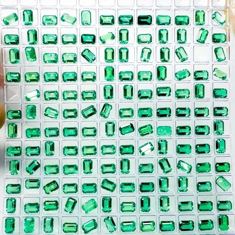 Lab Grown Small Size Columbia Emerald 4x6mm Emerald Cut For Charms Jewel Making DIY Ring Necklace Earrings Main Materials