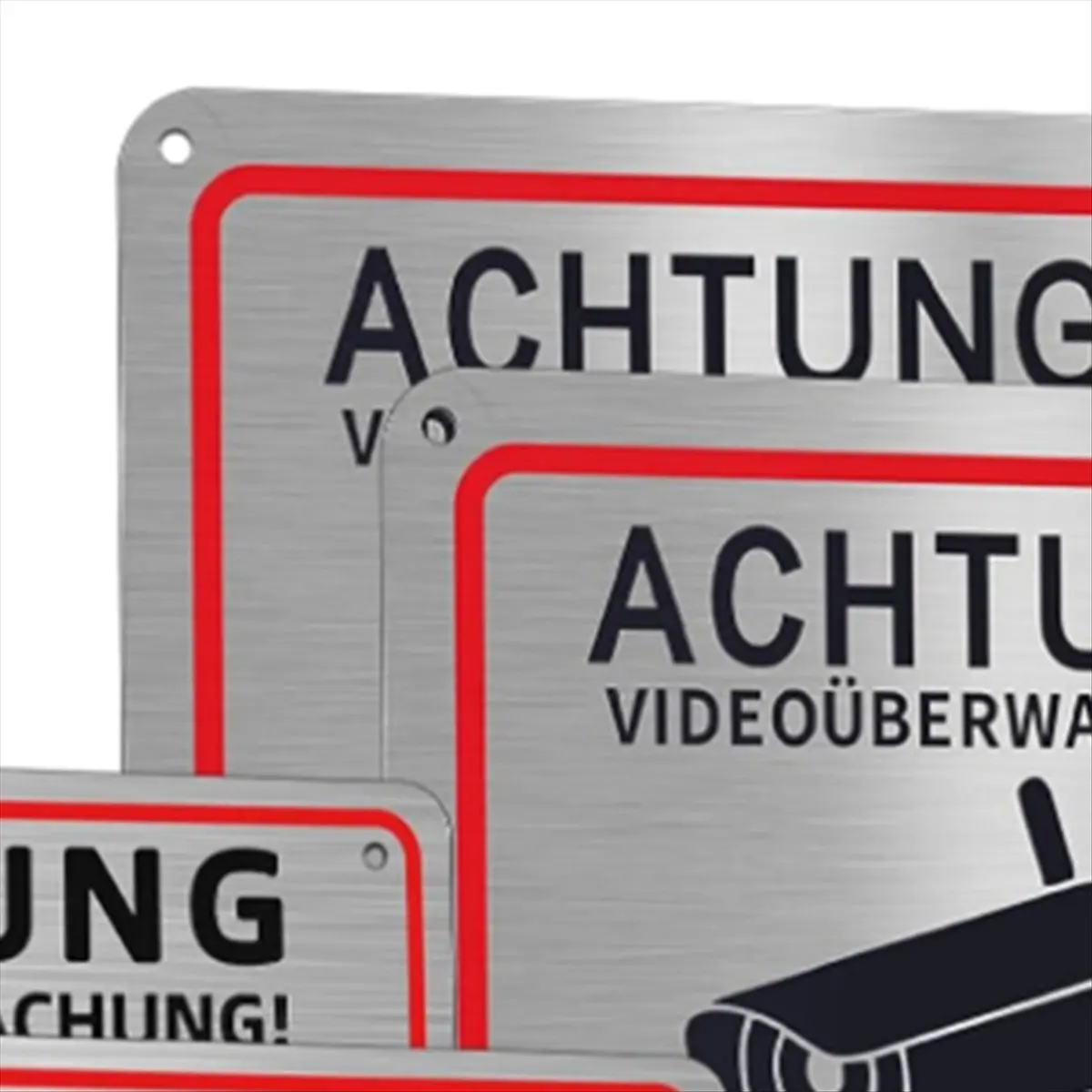 A78I 4pack Video Surveillance Sign, Video Surveillance Private Property, 15x15 cm Metal Warning Video Surveillance Sign