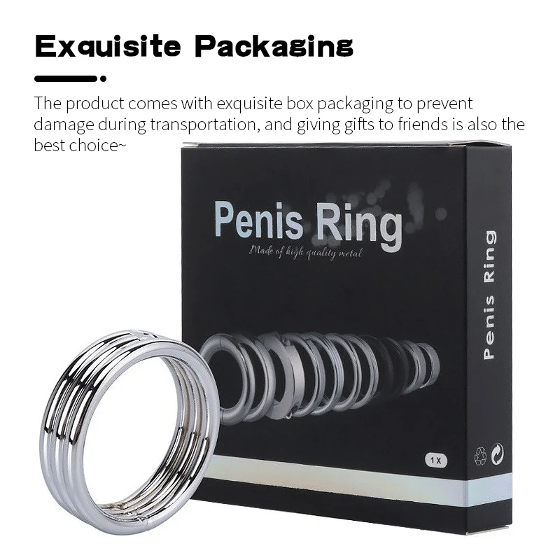 Runyu Stainless Steel Metal Sperm Locking Ring Scrotal Restraint Ejaculation Delay Ring Adult Sex Toys Penis Training Supplies