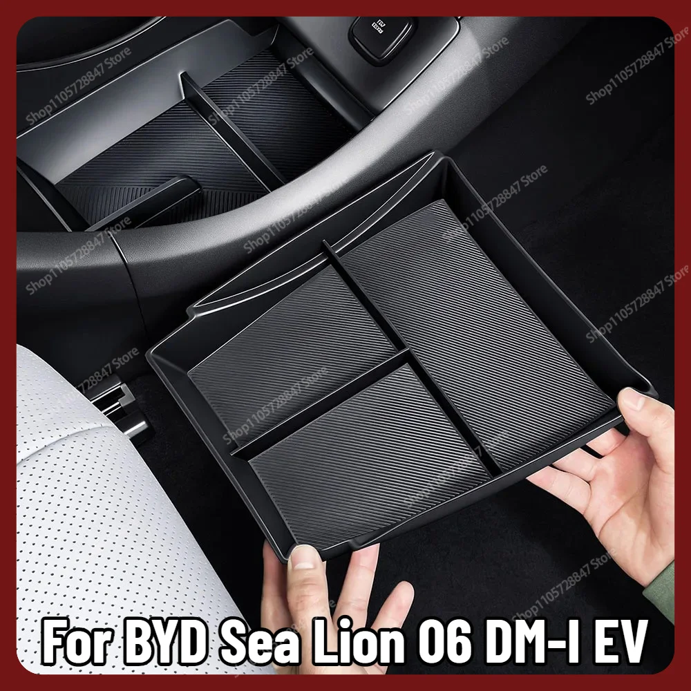 For BYD Sea Lion 06 DM-I EV TPE ABS Silicone Central Control Lower Storage Box Anti Dirty Practical Interior Decor Car Parts