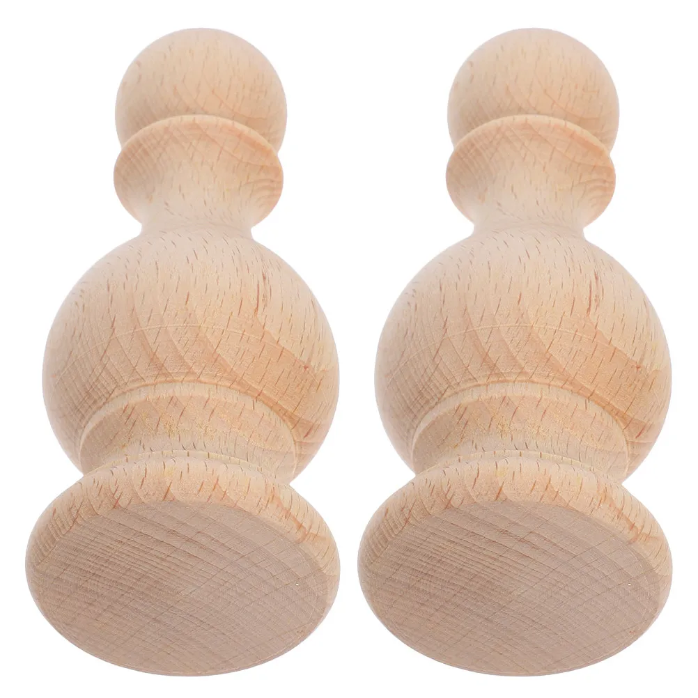 2Pcs Solid Wood Decorative Finials Unfinished Handcarved Roman Style Bed Post Caps Staircase Railing Curtain Rod Fence Toppers