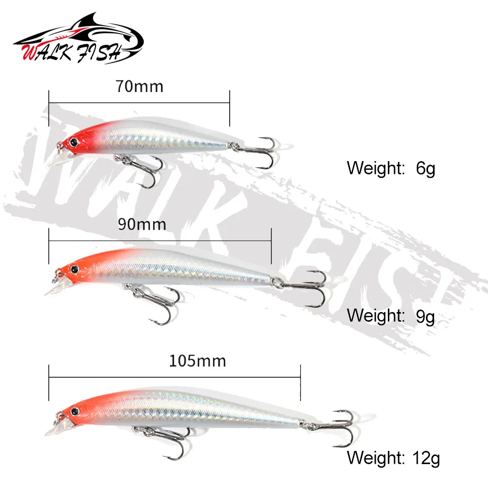 WALK FISH Suspending Minnow 6g 9g 12g Fishing Lure Professional Gravity Balance System Hard Bait Crank Wobbler Pesca Swimbait