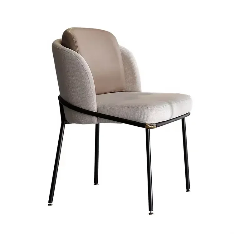 High Quality Nordic Velvet White Dining Room Wood Chair With Metal Legs