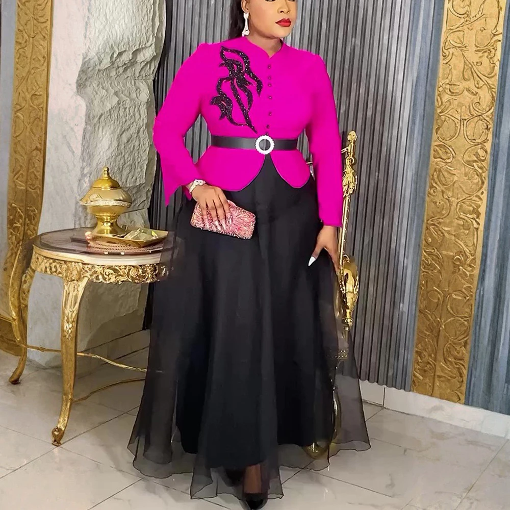 

Elegant African Dresses for Woman 2025 New Plus Size Fashion Dashiki Ankara Wedding Party Birthday Robes Gowns Turkey Dress Maxi