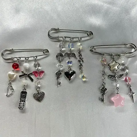 Beaded Bag Pins | Bag accessories, safety pin bag charm, coquette core, cottage core, y2k, gifts for valentines day