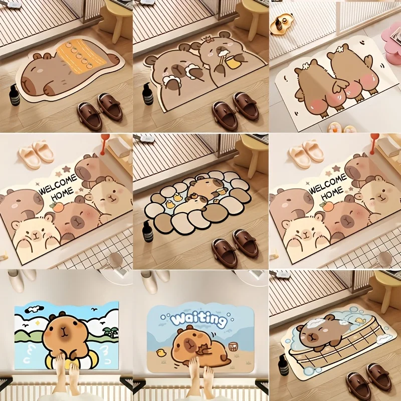 

VIKAMA Cute Dolphin Bathroom Floor Mat Shower Room Anti slip Absorbent Mat Children's Bathroom Cute Decorative Mat