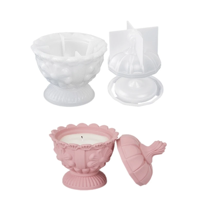 

DIY Relief Pattern Flower Candle Cup Silicone Mold Desktop Ornament Flowerpot Jewelry Storage Box Candle Jar Epoxy Resin Mold