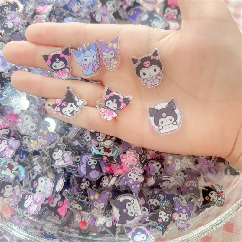 30pcs Random Kuromi Acrylic Patch DIY Bag Jewelry Crafts Accessories For Keychain Brooch Phone Case Anime 2cm Ornament