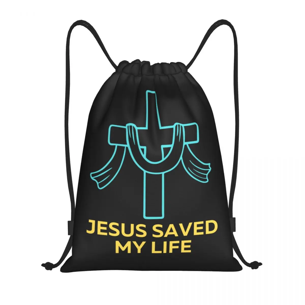 

Custom Jesus Saved My Life Christian Saying Drawstring Backpack Bags Women Men Lightweight Gym Sports Sackpack Sacks for Yoga